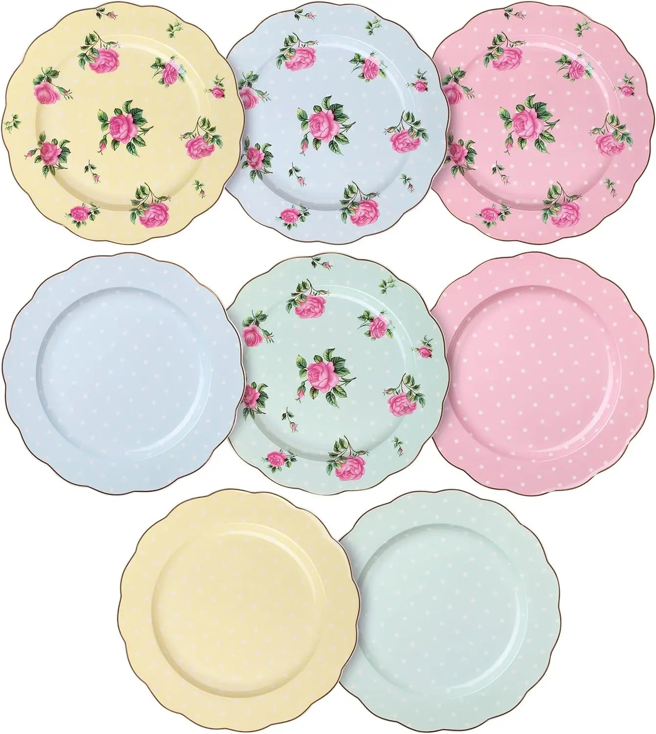 Porcelain Floral Plates, Royal Dessert Plates, 8 inch, Set of 8, Appetizer Plates, Floral Plates, Salad Plates, Small Plates, S