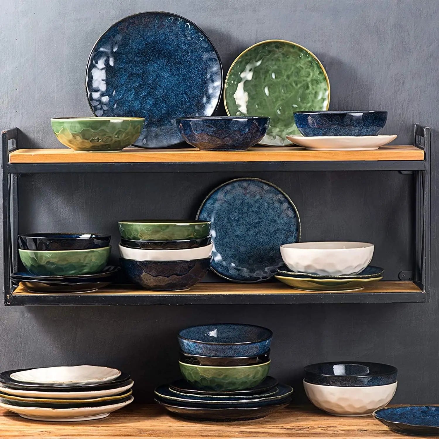 Ceramic Dessert Salad Plates, 8 Inch, Set of 6, Round, Microwave, Oven, and Dishwasher Safe, Scratch Resistant, Porcelain Fluted
