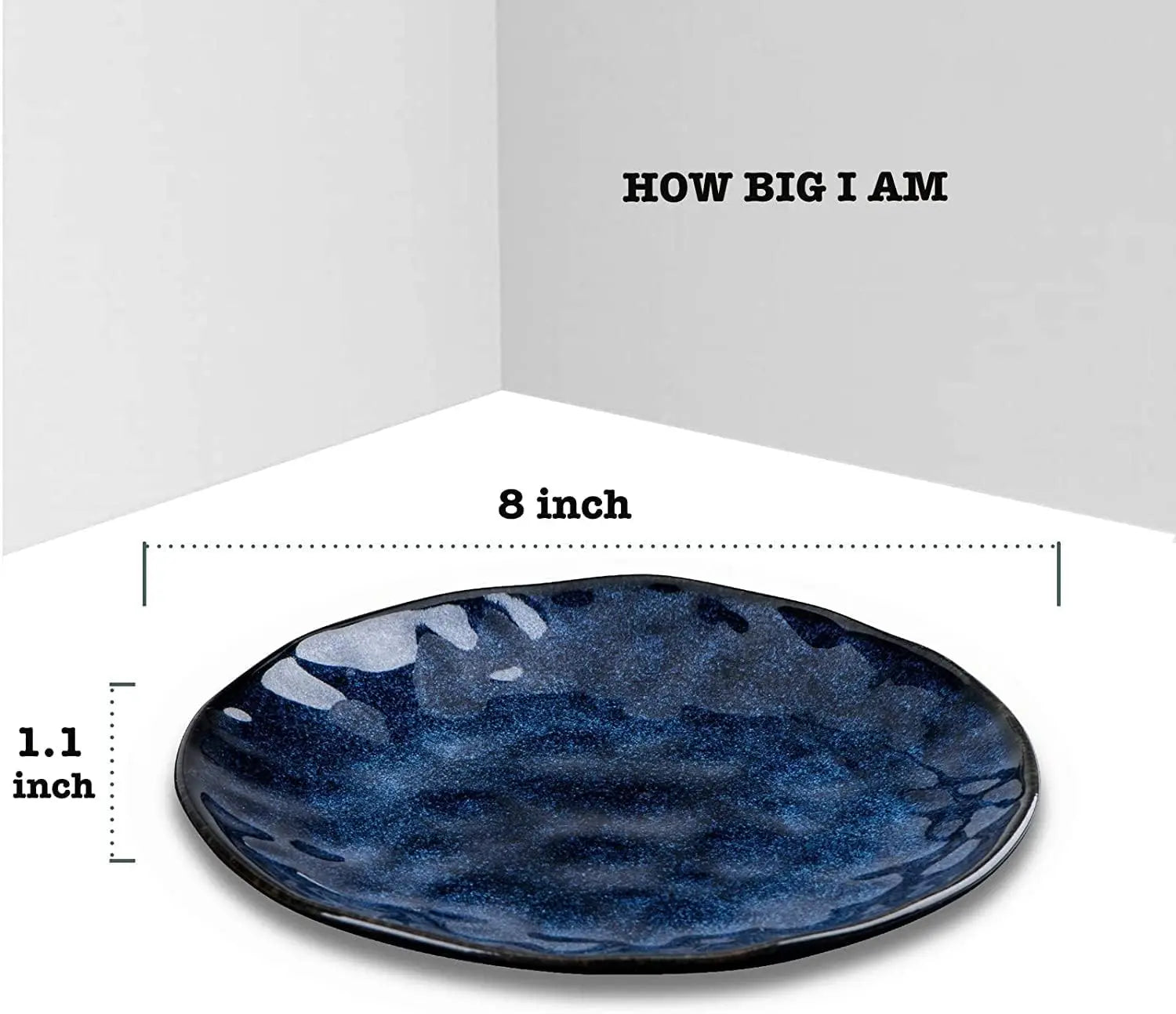 Ceramic Dessert Salad Plates, 8 Inch, Set of 6, Round, Microwave, Oven, and Dishwasher Safe, Scratch Resistant, Porcelain Fluted