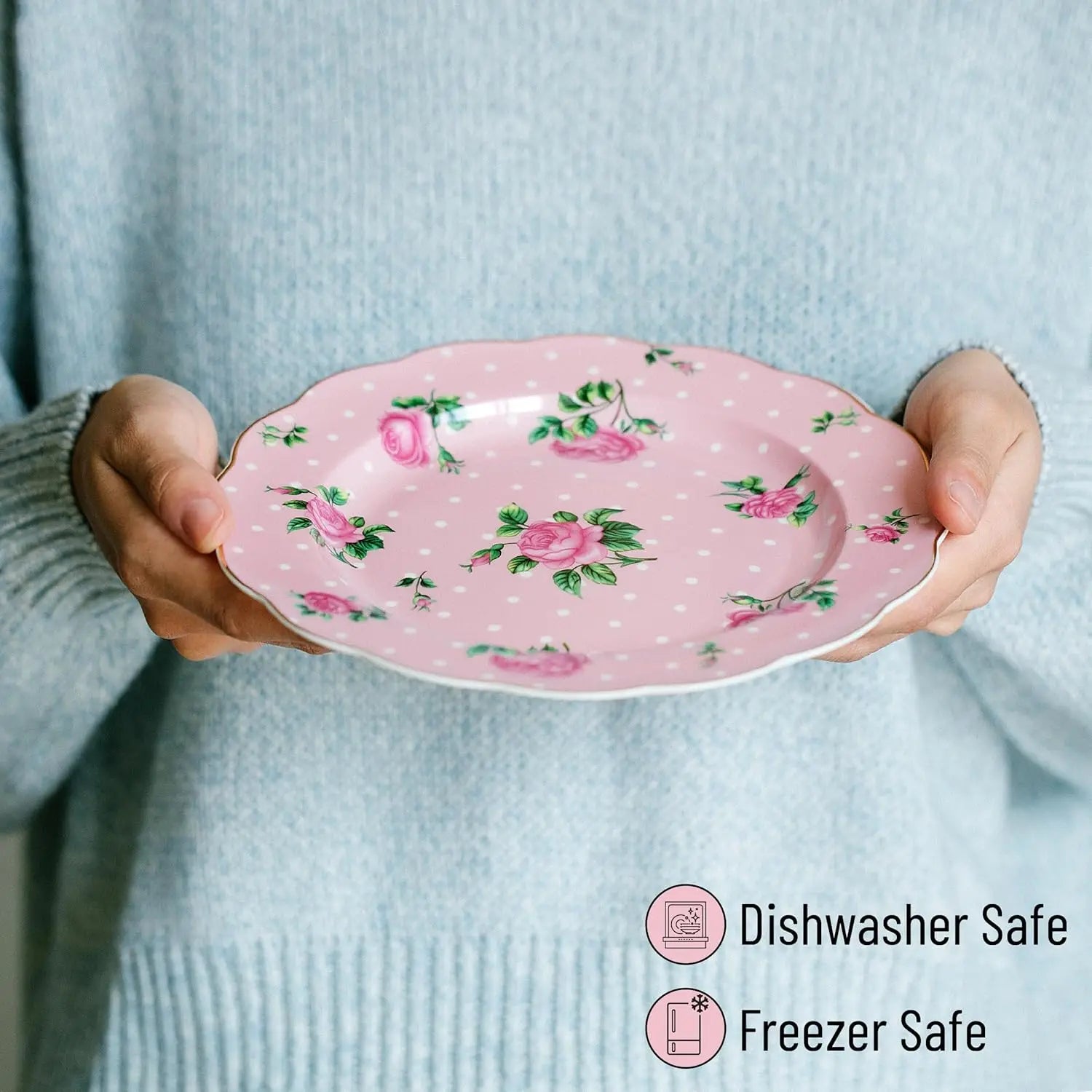 Porcelain Floral Plates, Royal Dessert Plates, 8 inch, Set of 8, Appetizer Plates, Floral Plates, Salad Plates, Small Plates, S