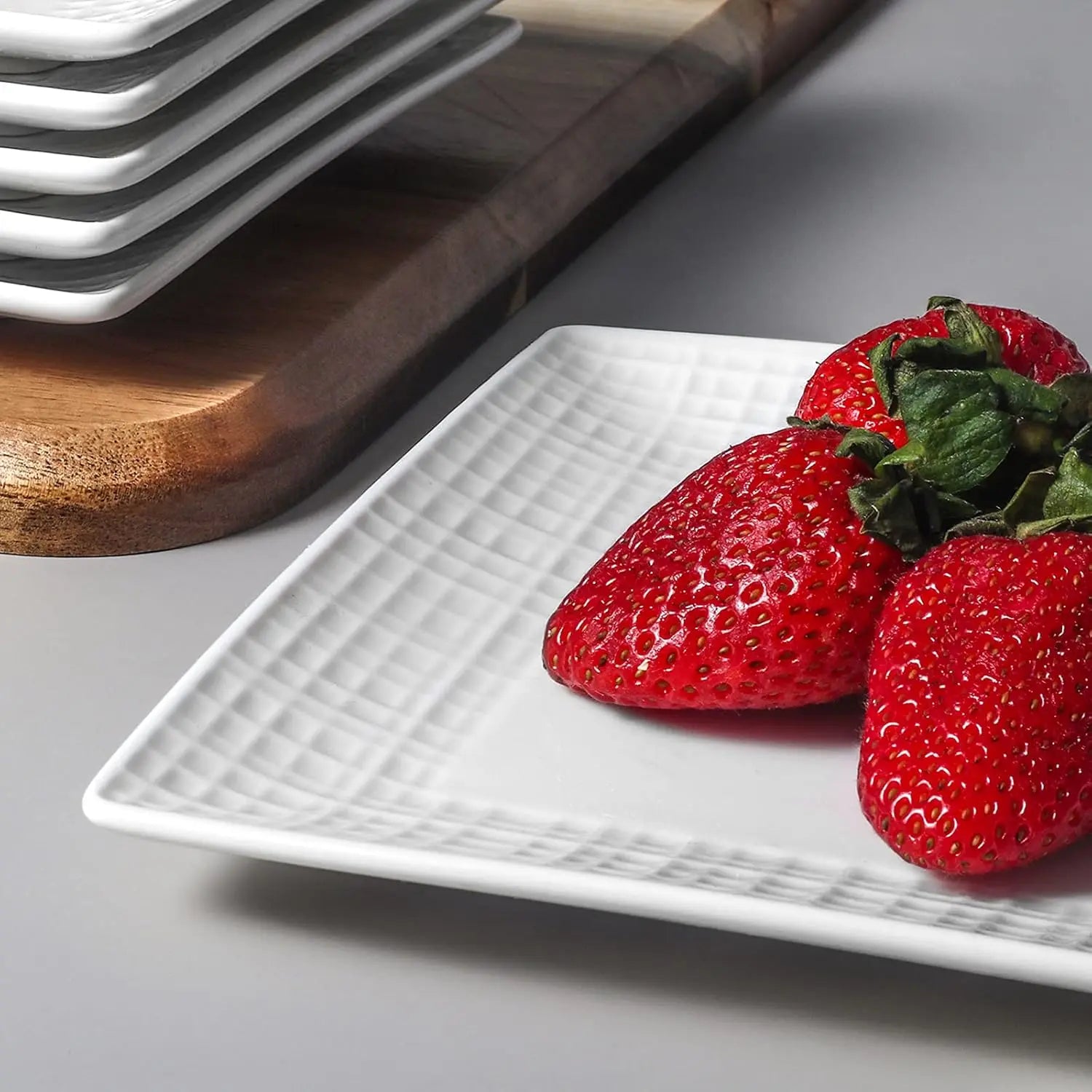 Ceramic Dessert Plates, Salad Plates Set of 6, 6 inch White Square Dinner Plates for Snack, Small Plates for Restaurant, Dishwas