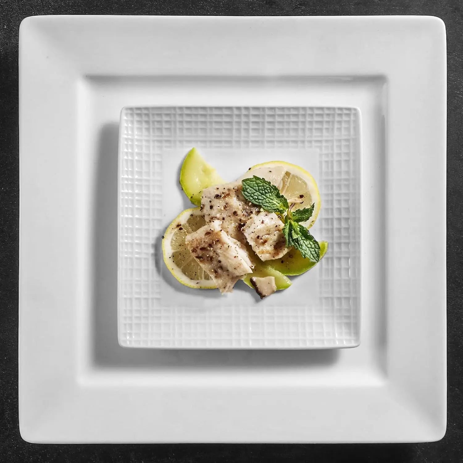 Ceramic Dessert Plates, Salad Plates Set of 6, 6 inch White Square Dinner Plates for Snack, Small Plates for Restaurant, Dishwas