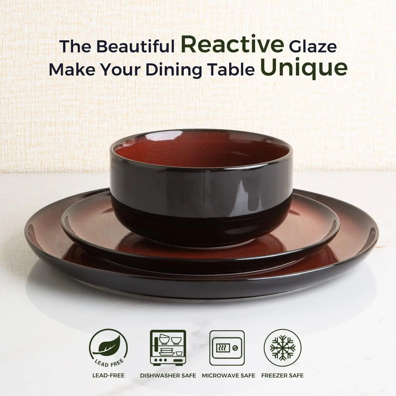Ceramic Plates Set of 6, 8.5 Inch Reactive Glaze Light Weight Porcelain Salad Plates,Modern Shape Dinnerware Dishes Set for Micr