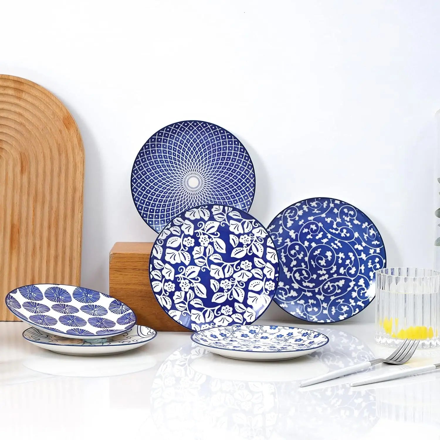 Ceramic Dessert Plates Set of 6, Small Salad Plates 6 Inch Appetizer Plates Kitchen, Mini Dinner Plates Cake Snacks Side Dish, M