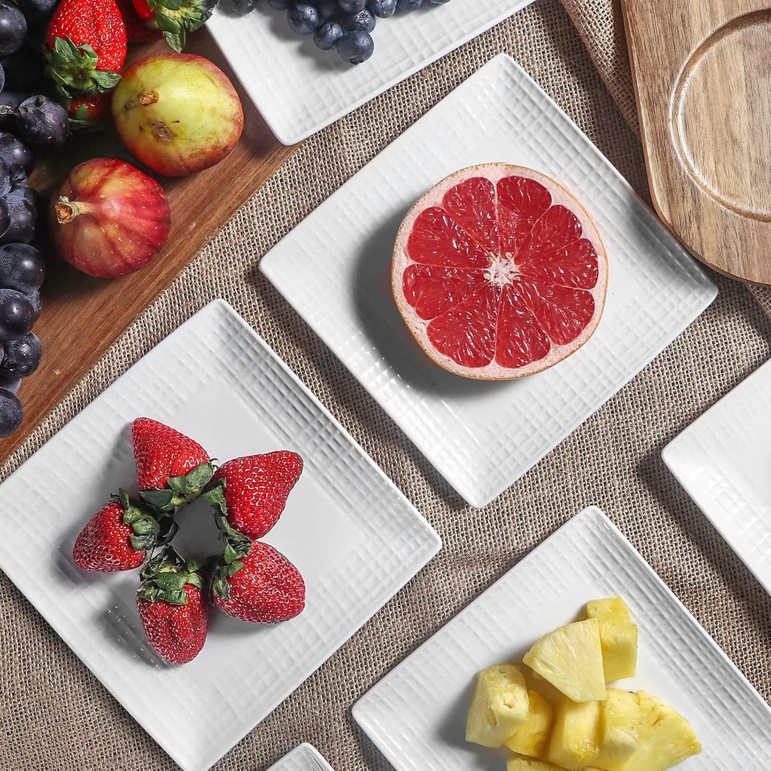 Ceramic Dessert Plates, Salad Plates Set of 6, 6 inch White Square Dinner Plates for Snack, Small Plates for Restaurant, Dishwas