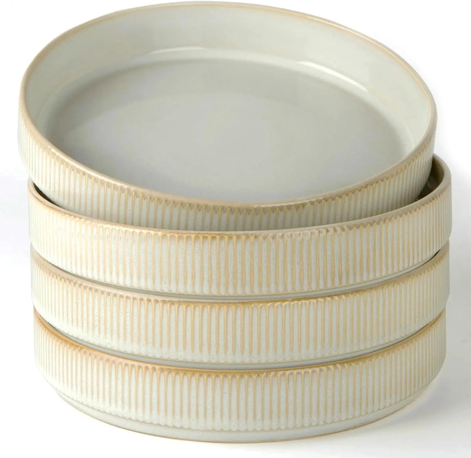 Star 8.25" Pasta Bowls, Large Dinner Bowls Set of 4, Salad Bowl Plates, Shallow Bowls for Eating, Cappuccino White