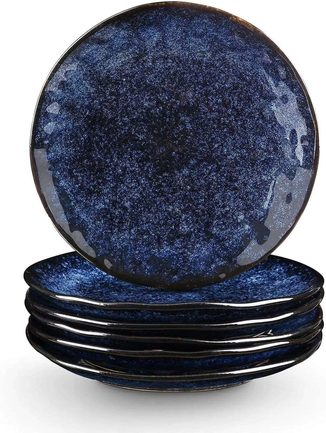 Ceramic Dessert Salad Plates, 8 Inch, Set of 6, Round, Microwave, Oven, and Dishwasher Safe, Scratch Resistant, Porcelain Fluted