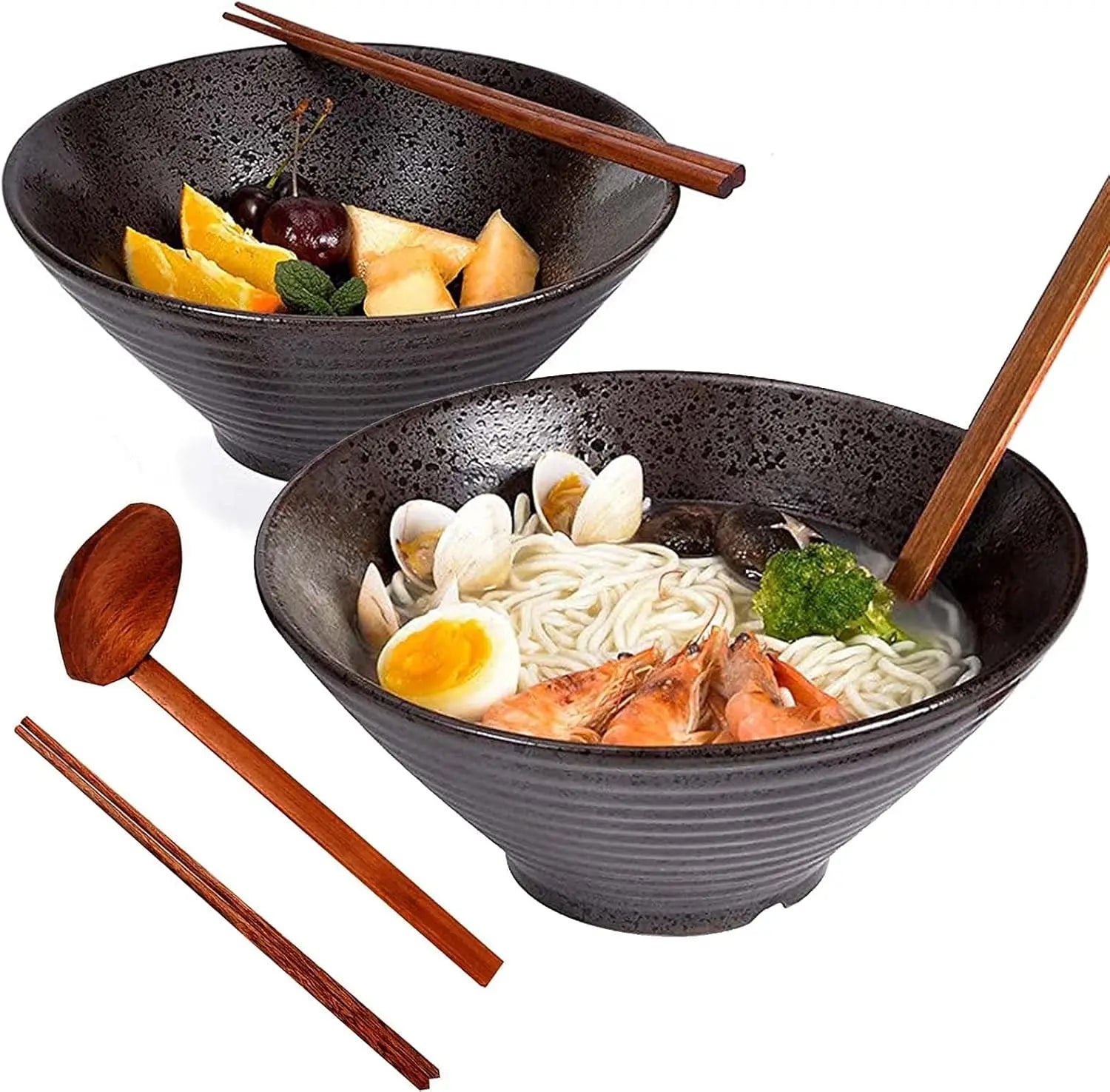 Japanese Noodles Bowls Dinner Sets for Pasta Soup Pho Mixing Salad Dishes Snack cereal Food with Spoons Chopsticks Kit 1000 Ml f