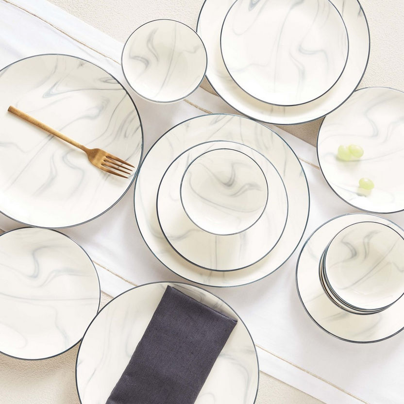Mermer Marble-Touch Bone China Set – 18 Pieces of Refined Elegance
