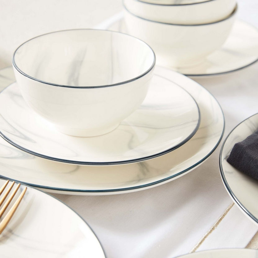 Mermer Marble-Touch Bone China Set – 18 Pieces of Refined Elegance