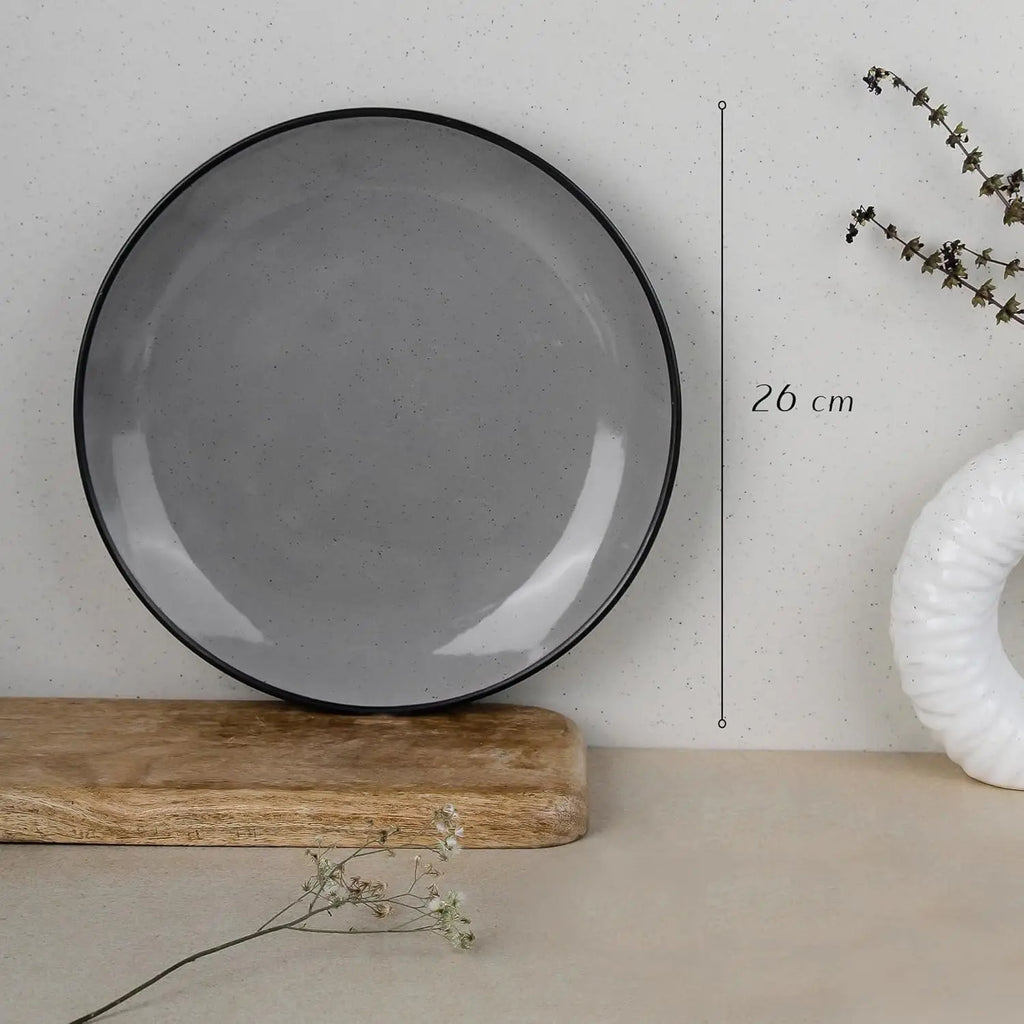 6 Full Dinner Plates, 6 Vegetable Bowls | Microwave & Dishwasher Safe | Ceramic Plate | Katori