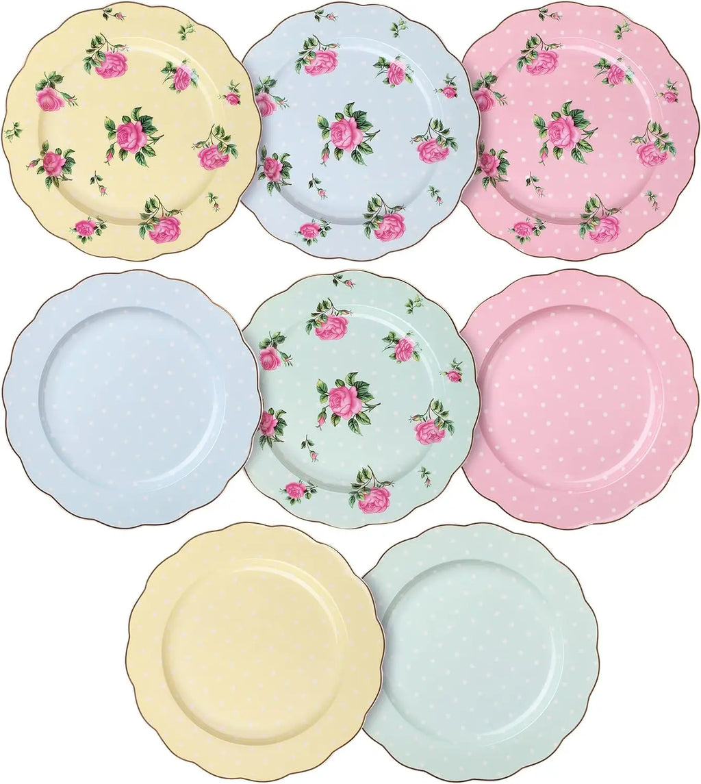 Porcelain Floral Plates, Royal Dessert Plates, 8 inch, Set of 8, Appetizer Plates, Floral Plates, Salad Plates, Small Plates, S