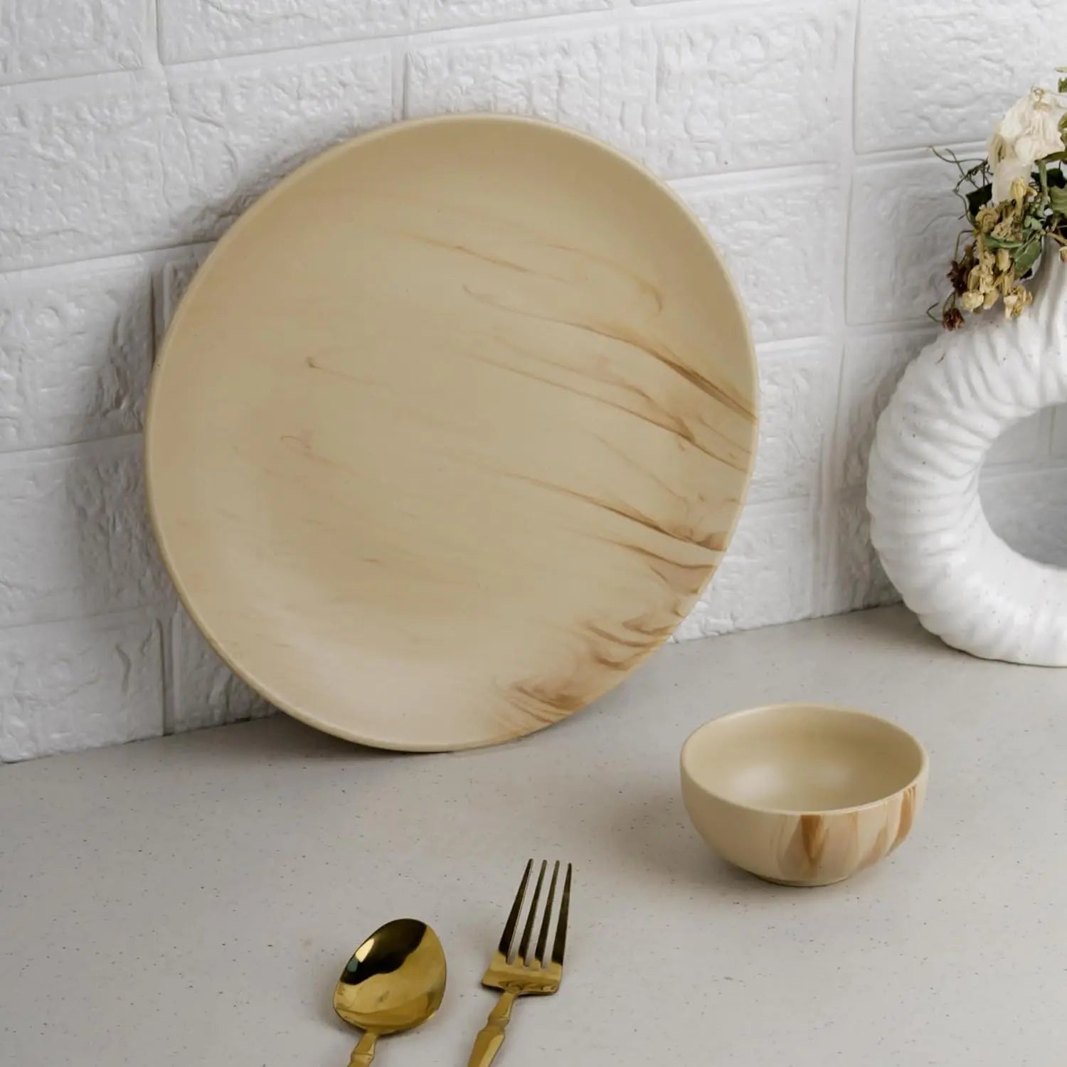 Microwave & Dishwasher Safe Plates & Bowls Bone-Ash Free Crockery Set for Dining and Gifting