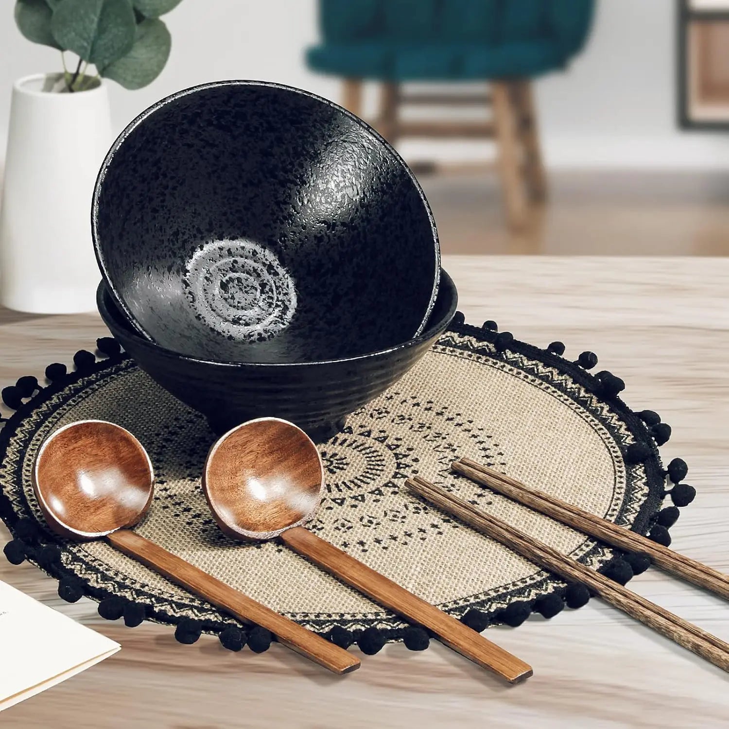 Japanese Noodles Bowls Dinner Sets for Pasta Soup Pho Mixing Salad Dishes Snack cereal Food with Spoons Chopsticks Kit 1000 Ml f