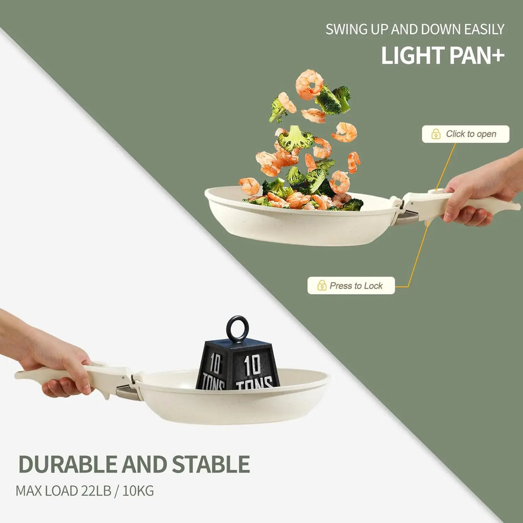 8-Piece Ceramic Cookware Set – Non-Stick Pots & Pans with Detachable Handle, Induction Ready
