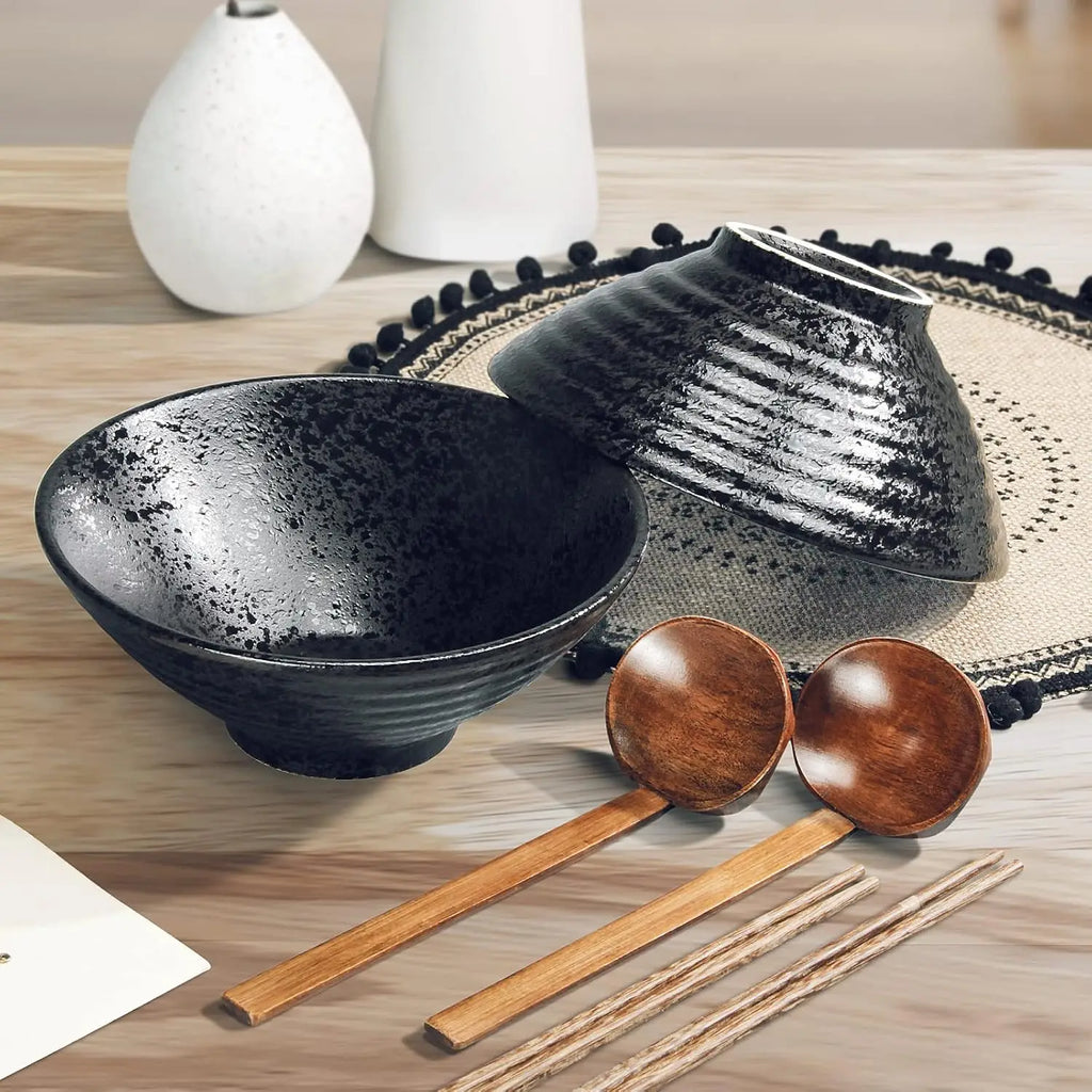 Japanese Noodles Bowls Dinner Sets for Pasta Soup Pho Mixing Salad Dishes Snack cereal Food with Spoons Chopsticks Kit 1000 Ml f
