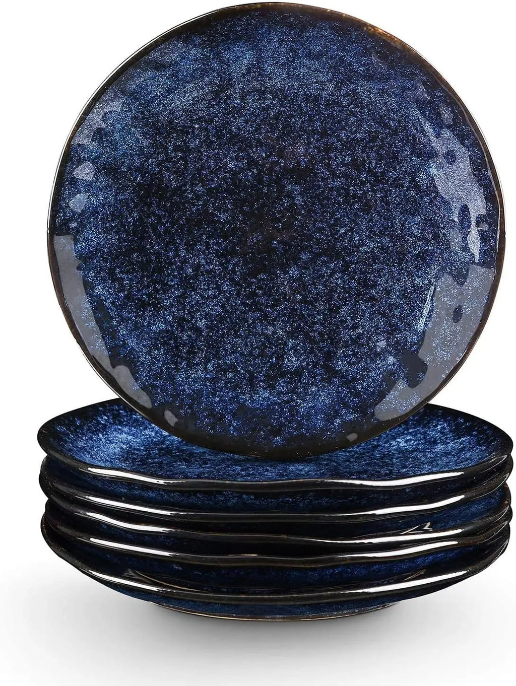 Ceramic Dessert Salad Plates, 8 Inch, Set of 6, Round, Microwave, Oven, and Dishwasher Safe, Scratch Resistant, Porcelain Fluted