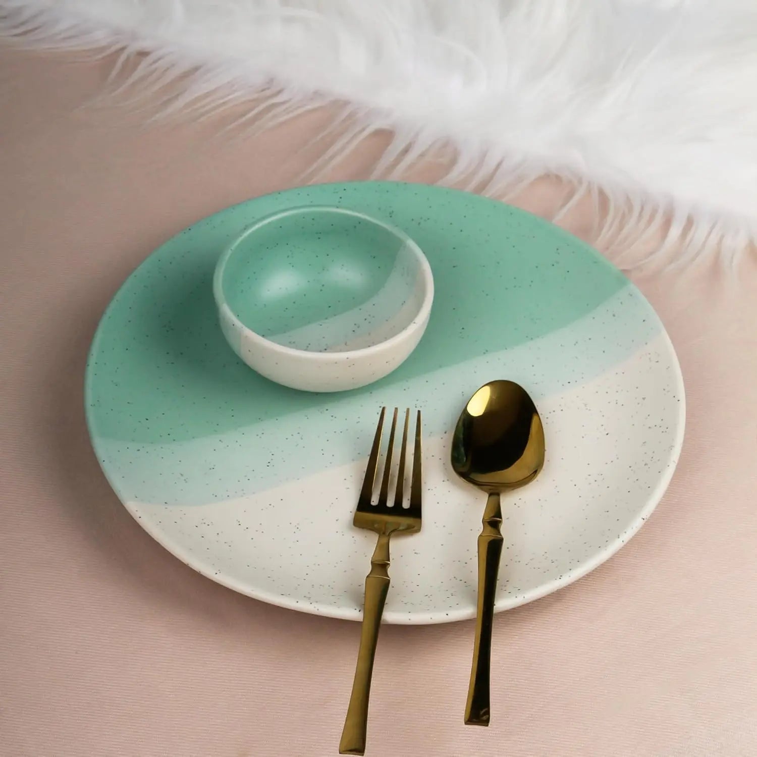 6 Full Dinner Plates, 6 Vegetable Bowls | Microwave & Dishwasher Safe | Ceramic Plate | Katori