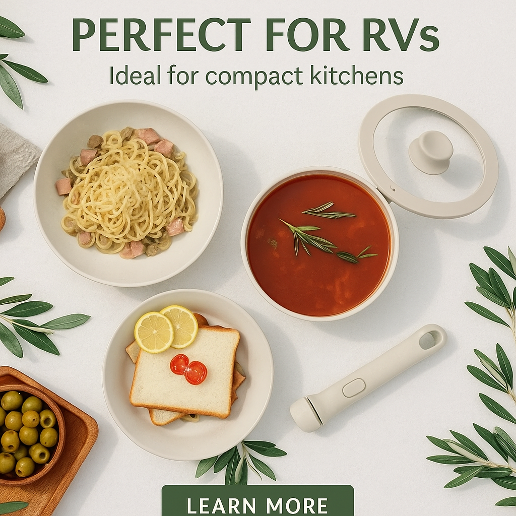 8-Piece Ceramic Cookware Set – Non-Stick Pots & Pans with Detachable Handle, Induction Ready